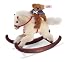 Steiff 37337-Teddybär rotbraun mit Schaukelpferd