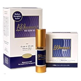 Large Scar Treatment Kit. Guaranteed to Work! Includes 4 cm X 25 cm (1.6" X 10") Washable and Reusable Silicone Sheet, Hyper Heal Scar Cream (.7 Oz) and Rejuveness Tape (33'). Effective for 6 Months of Treatment - Results in 1 - 2 Weeks - Average Healing Time 1 - 3 Months.