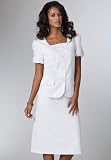 Roamans Plus Size Bubble Sleeve Skirt Suit (WHITE,24 W)