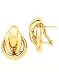 14k Polished Fancy Omega Back Post Earrings - Gold Jewelry