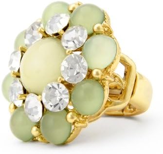 Green Cabochon and Crystal Stretch Ring