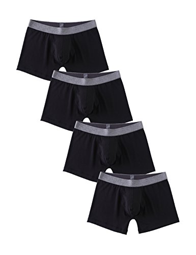 David Archy Men's 4 Pack Low Rise Ribbed Micro Modal Boxer Briefs (L, Black)