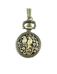 Youyoupifa Wholesale 5pcs/lot Fashion Bronze Alloys Carve Birds and Flowers Patterns Quartz Pocket Watch(Unisex)