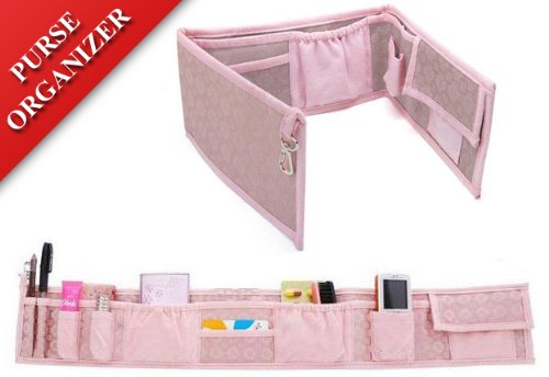 Best Price WSWS - (Pink) Waterproof Folding Purse Organizer / Purse Insert Organizer / Multi-use Pockets Travel Bag Organizer