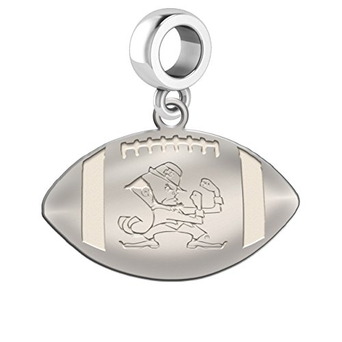 Notre Dame Fighting Irish Sterling Silver Football Cut Out Drop Charm Fits All European Style Charm Bracelets