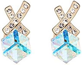 FLANCO Womens New Retro Crystal Rhinestone Crystal Earrings - The Letter Cube(C1)