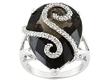 10KT WG 23.55CT SMOKY QUARTZ WITH .33CTW DIAMOND RING