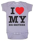 Riverstone Goods I Love (Heart) My Big Brother Short Sleeve Bodysuit (Newborn,)