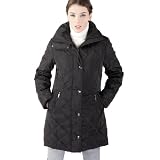 BGSD Women's Thinsulate Filled Quilted A-Line Coat - Black M