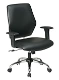 Office Star Vinyl Sculptured Task Chair with Adjustable Arms, Black