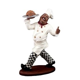 French Black Chef Waiter Statue, Figurine Kitchen, Home Decor by L.A