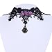 Yazilind Lace Purple Rose Acrylic Pendant Handmade Lolita Punk Retro Choker Necklace 10in