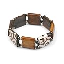 Bone, Glass and Silver Plated Brown Elastic Bracelet-Circles Design "Hakuna Matata Elastic ...