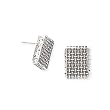 925 Sterling Silver Basket-Weave Rectangular Post Earrings