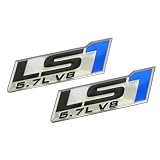 2x (pair set) LS1 5.7L V8 Blue Engine Emblems Badges Highly Polished Aluminum Chrome... by Unknown
