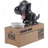Choken Bako Coin Eating Dog Piggy Bank for Save Money, Black Tea Color