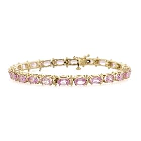10k Yellow Gold Oval Cut Lab-Created Pink Sapphire Bracelet, 7 by Amazon.com Collection