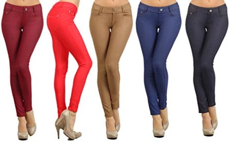 Womens Pull On Cotton Blend Color Jeggings