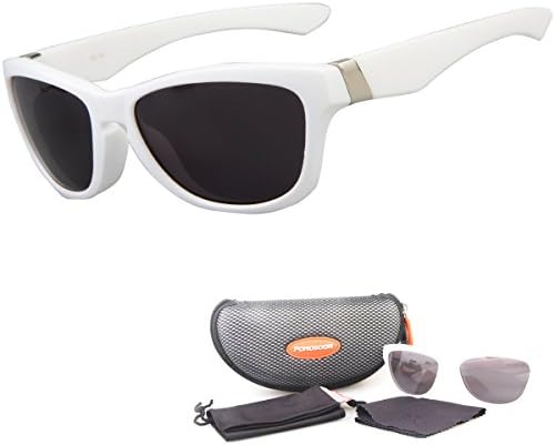Ponosoon Sports Sunglasses Casual Cycling Sunglasses Classic 80's Vintage Style Design 0824 (White)