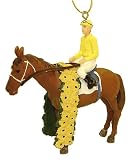4 Horse Jockey With Yellow Flowers Christmas Ornament