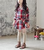 WIN  子供 キッズ 長袖 女の子 ガールズ ワンピース フレア スカート チェック フォーマル チュック柄 (100cm)