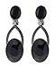 Women's Oval Gemstone Rhinestone Accent Clip On Dangling Fashion Earrings