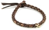 Mizuki 14k Bracelet Woven Leather Charm Gothic Cross Diamond