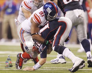 Justin Tuck Super Bowl XLVI 8x10 Color Photo New York Giants Tom Brady Sack