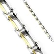 316L Stainless Steel Bracelet with Gold & IP Black Links - Length 8.66" (220mm) - Width 16mm