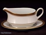 NORITAKE CRESTWOOD GOLD 4167 GRAVY BOAT WITH TRAY - 2 PC