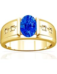 14K Yellow Gold Oval Cut Blue Sapphire Solitaire Ring (GIA Certificate)