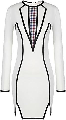 PAKULA Women's Fashion Illusion Long Sleeves Party Cocktail Bodycon Dress