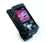 Tuff-Luv (Creative Zen Mozaic) Classic 'Veggie' Leather case cover - Black/Black