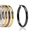 316L Surgical Steel Ion Plated Rounded Large Hoop Earring - 5 Colors to Choose From - 35mm