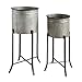 Creative Co-op Set of 2 Iron Planters on Stands