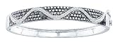 2.55ctw 7.5mm Black Diamond Fashion Bangle 14K White Gold