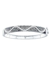 2.55ctw 7.5mm (1/3") Black Diamond Fashion Bangle Bracelet 14K White Gold