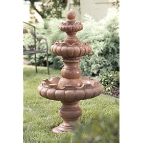 Three Tiered Spanish-Style Terracotta Garden Fountain by CC Home Furnishings