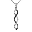 Sterling Silver Black and White Diamond Infinity Twist Pendant ( .12cttw 18 Chain)
