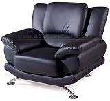 Brilliant Modern Contemporary Black Leather Living Room Set Sofa Loveseat Chair