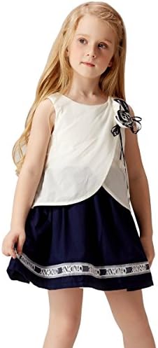BILIBAYA Girls' Two Tone Dress Vest Backless Skirt(Size 5)