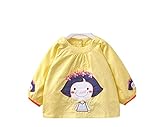 Alec&Yule(アレックスユール) かわいい漫画 ロングスリーブ ビブ 防水 お食事 エプロン 女の赤ちゃん(サイズ80 - イエロー)