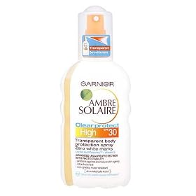 Garnier Ambre Solaire Suntan Clear Protect Transparent Body Protection Spray High SPF 30 200ml - Zero White Marks