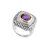 0.13 ct. Diamond with 4.11 ct. Amethyst Ring in 18K Yellow Gold and Sterling Silver