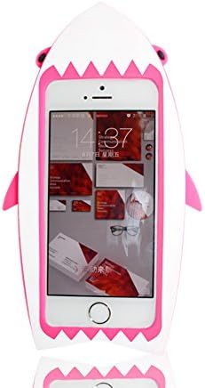Iphone Case, TCIL Victoria's Secret PINK 3D PINK Shark Fish Silicone Popular Case Cover Apple iPhone 6，6 Plus ,5 /5S/5C (Rose-carmine (iphone 6))