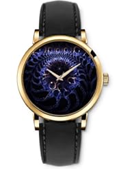 SPRAWL Aanalog Fashion Series Gold Ladies Watches of Genuine Black Leather Strap,Unique Wrist Watch for Women Girls Designed with snake dwelling