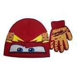 Boy's Disney Pixar Cars Lightening Mcqueen Boy's Red Knit Beanie Hat and Glove Set (4-7)