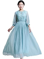 Flared-Skirt Floor Length Chiffon Spring Fall Lace Party Dress/Maxi Dress 