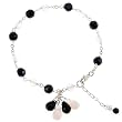 Handmade Onyx & Crystal Bead Charm Bracelet With Sterling Silver