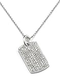 Sterling Silver Cubic Zirconia Dog Tag Pendant by Crislu, 16'-18'